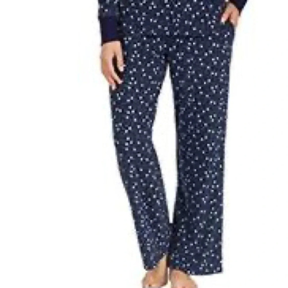 Nautica Fleece Drawstring Waist Polka Dot Pajama Pants Cozy Holiday Winter - Picture 1 of 10
